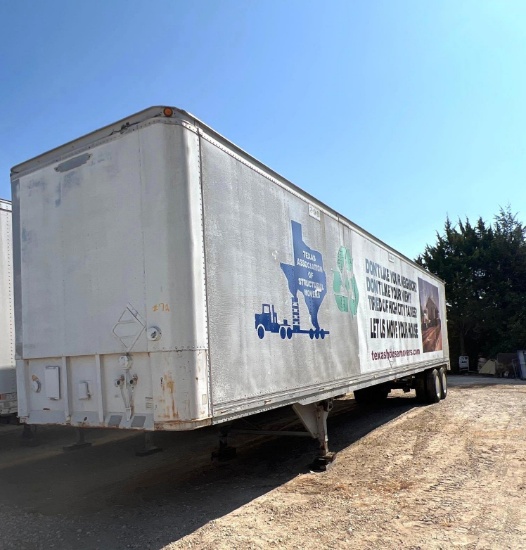 1991 Trans Mobile Van Trailer - 13 ft 6 in Tall 102 Wide 48 ft Long - Has Sliding Axles Underneath