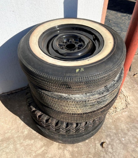 Lot of 5 Misc. Tires - Some with Rims, Some Without - They?re not all white wall