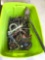 Tub of Misc. Wrenches, Allen Wrenches, Screw Drivers, Penal Hitch, Sledgehammer, etc.