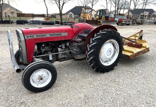 Massey Ferguson 240 Tractor with 6 foot Brush Hog - Shows 56 hours -