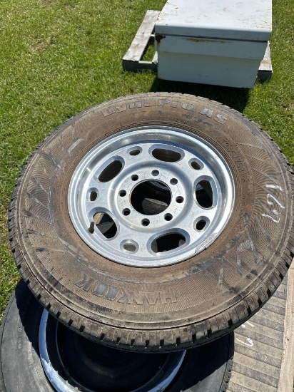 1 Chevrolet spare 17 inch wheel with Hankook...Tire and 2 more assorted 15 inch and...2 - 14 inch