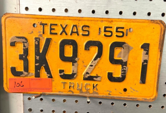 Texas 1955 Truck License Plate