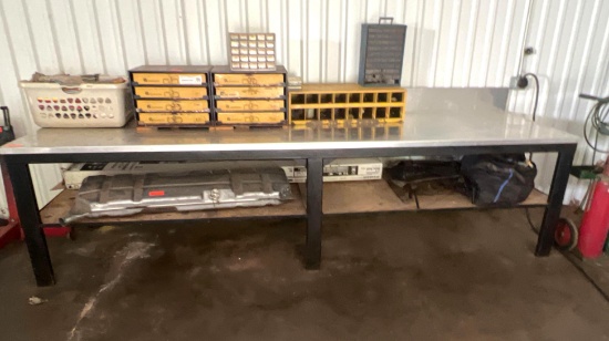 Metal Workbench with Stainless Steel Top - 3x10 ft 9 inches - Contents not included