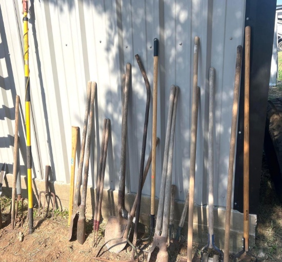 Lot of Misc. Yard Tools: Post Hole Diggers, Shovels, Pruners, Tree Trimmers, etc..