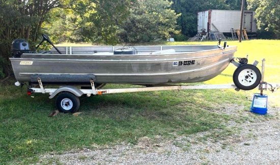 Aluminum Fishing Boat with Trailer - 25 hp with 2017 Yamaha 4-Stroke Motor - Runs - Comes with Title