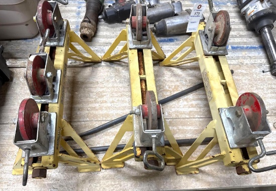 Lot of 3 Sumner Mini-Roller Pipe Stand with Roller Wheels