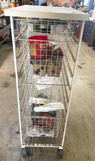Rolling Rack with 4 Baskets - Contents Included