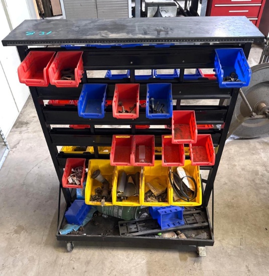 Rolling Nut and Bolt Bin Cart