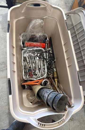 Tub of Misc. Sockets, Screwdrivers, Wrenches, etc.