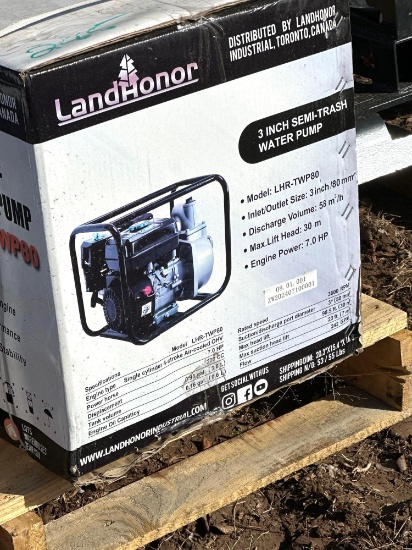 3 inch Semi-Trash Water Pump - 7 hp - New