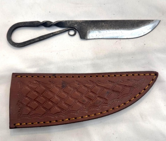 Custom Handmade Knife with Leather Scabbard