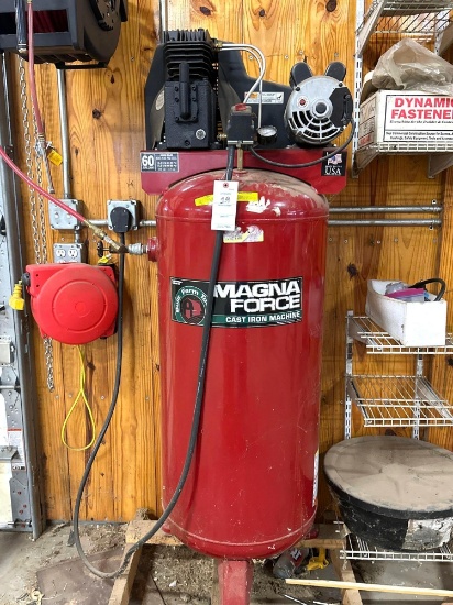 Magna Force Air Compressor with Hose Reel - 3.7 HP - 60 gallon - 220 V