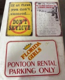 3 Metal Signs