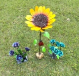 Lot of 3 Plants Metal Yard Art