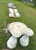 Lot of 2 Concrete Tables and 6 Benches