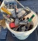 Bucket of Misc. Tools: Grease Guns, Screwdrivers, Sockets, etc.