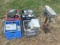 Lot of 4 Crates of Electrical Parts and Small Drill Press