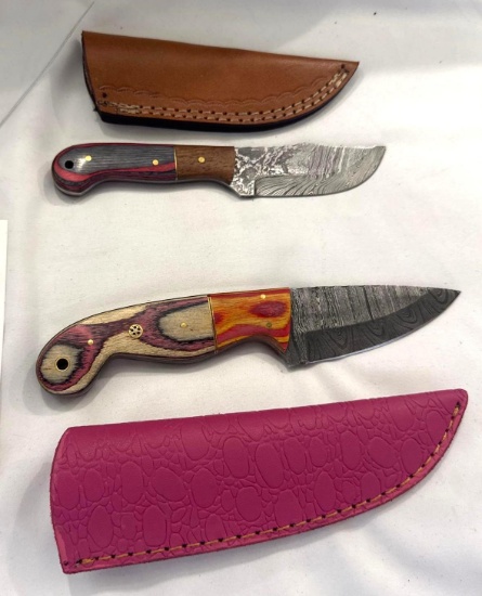 2 Custom Damascus Knives Made by MHS Cutlery