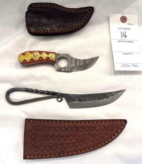 2 Custom Damascus Knives Made by MHS Cutlery