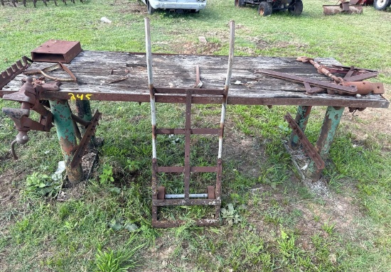 Metal Table with Shop Vice, Dolly, etc.