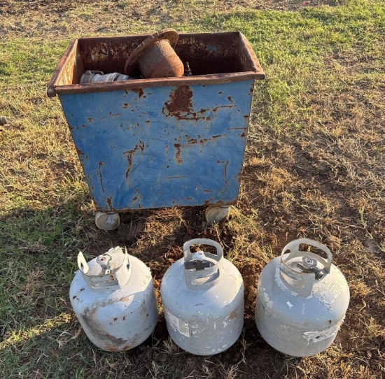 Cart of Aluminum or Galvanized Fittings for Pumps/Hoses and 3 Propane Tanks