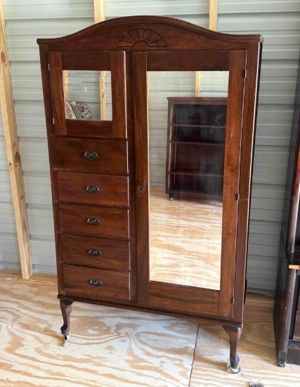 Antique Chifferobe Cabinet with Full Length Mirror
