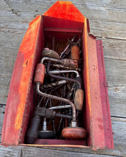 Small Toolbox with Antique Drills and Bits