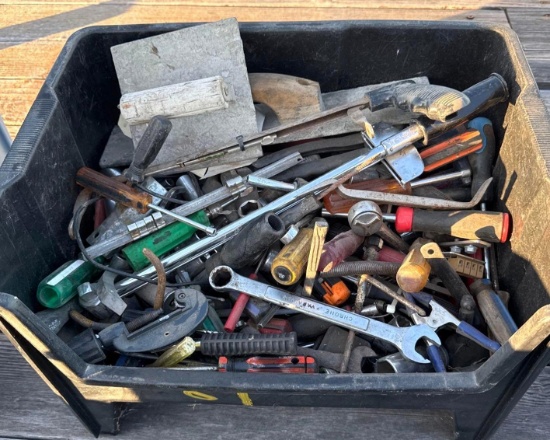 Tote of Misc. Tools: Sockets, Screwdrivers, Wrenches, etc.