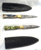 2 Custom Damascus Knives Made by MHS Cutlery