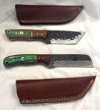 2 Custom Damascus Knives Made by MHS Cutlery