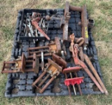 Pallet of Misc. Boomers, Wretches, Trailer Mover, Vices, etc.