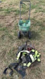 Lot of Misc. Safety Harnesses and Scotts Fertilizer Spreader