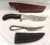 2 Custom Damascus Knives Made by MHS Cutlery