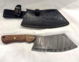 Custom Damascus Meat Cleaver Knife Made by MHS Cutlery
