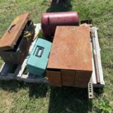 Pallet of Misc. Toolboxes, Air Tank, etc.