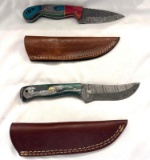 2 Custom Damascus Knives Made by MHS Cutlery
