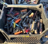 Tote of Misc. Tools: Wrenches, Screwdrivers, etc.