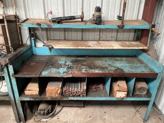 Blue Workbench with Contents Includes Items on and Under Bench | Heavy ...