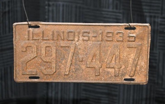 Lot of 2 Vintage License Plates - Illinois Plate & Stanley Ford Advertising Plate