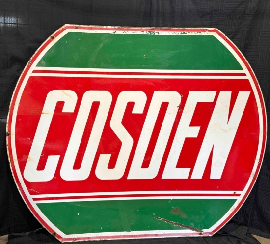 COSDEN Double-Sided Porcelain Advertising Sign - Modified Shape (71 Long x 58 Tall)