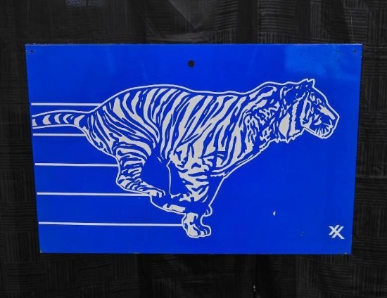Blue Tiger XX Large Metal Advertising Sign - 36.75" x 24.5"