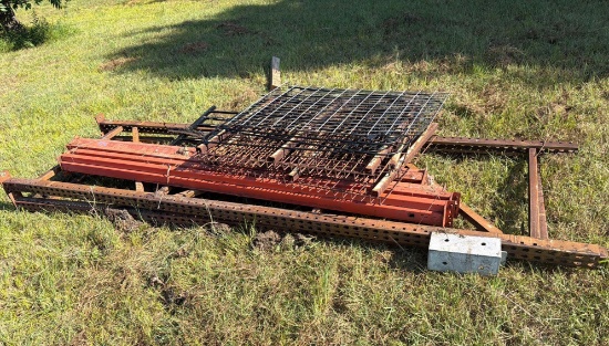 Section of Heavy-Duty Pallet Racking with Wire Decking