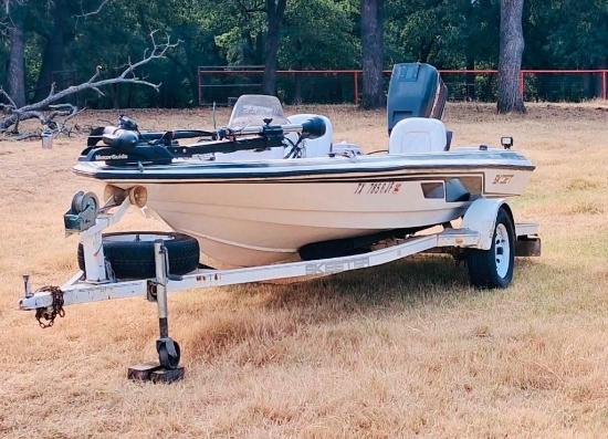 1995 Skeeter 17.5 Bass Boat w/ 1994 Outboard Motor & Fishfinder - Runs