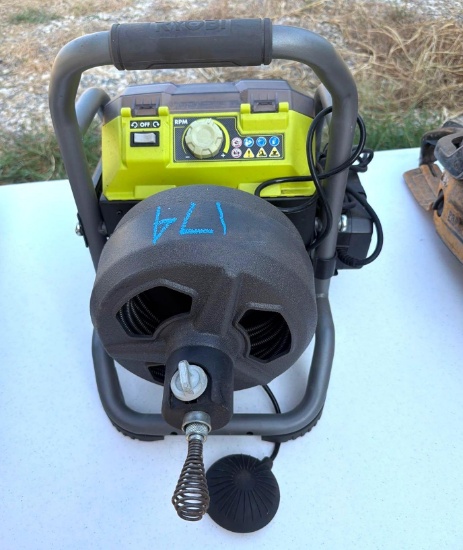 Ryobi Hybrid Drain Auger (Sewer Snake) with Battery, Charger & 120V Adapter - Very Clean
