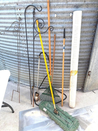 Lot of Misc. Hand Tools, Shepherd's Hooks & Propane Torch