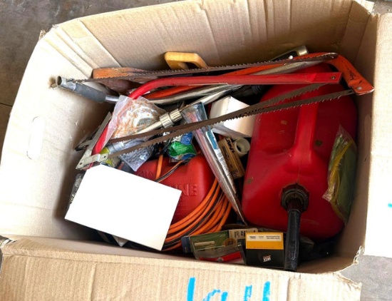 Lot of Gas Cans, Extension Cords, Misc. Tools & Shop Supplies