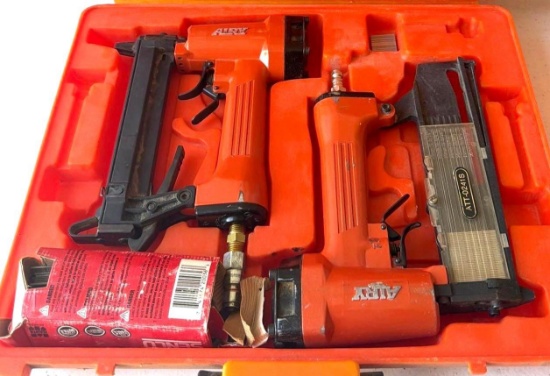 Pair of 18 Gauge Pneumatic Brad Nailers with Carrying Case