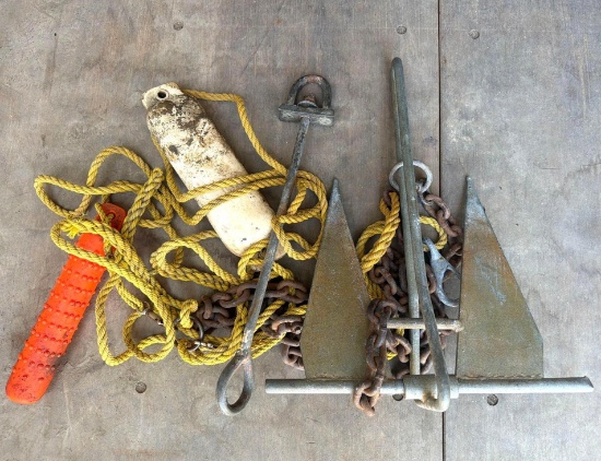 Boat Anchor with Misc. Rope & Tie-Downs