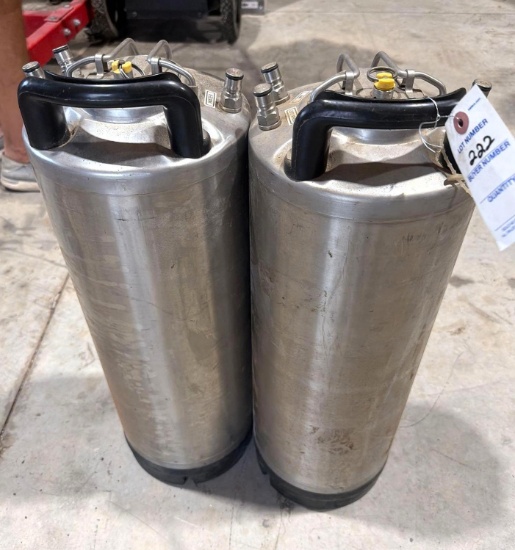 Lot of (2) Stainless Steel Pressurized Dispensing Tanks