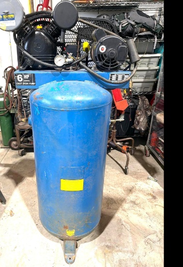 6 HP 60 Gallon Vertical Air Compressor - 220V - Per Owner, Works